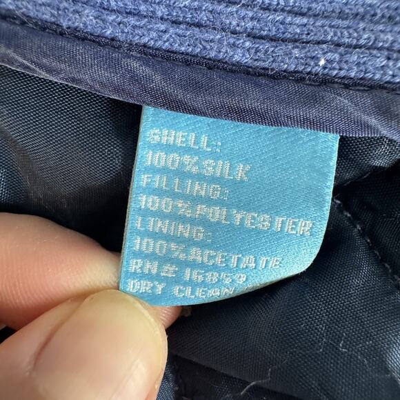 J. McLaughlin 100% Silk Nautical Quilted Vest Sz S Blue Preppy Resort Equestrian - Picture 10 of 13